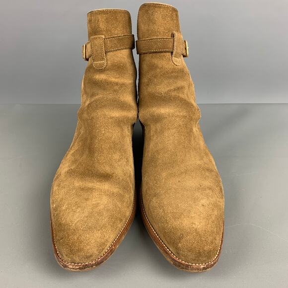 SAINT LAURENT Size 7 Tan Solid Leather Ankle Boots main image 4